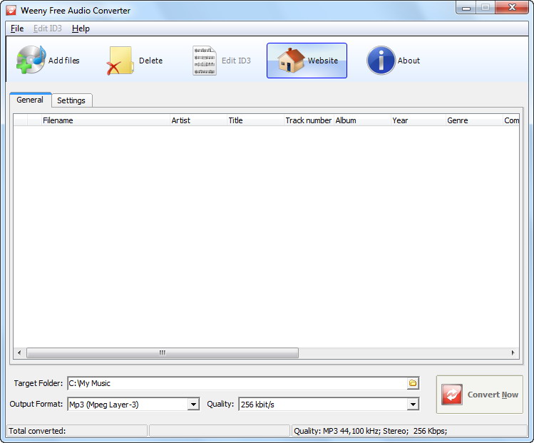 Click to view Weeny Free Audio Converter 1.4 screenshot