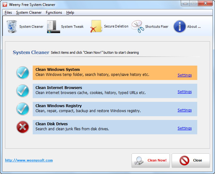 Screenshot for Weeny Free Cleaner 1.4
